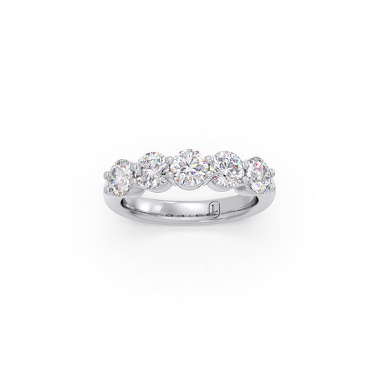 Round Diamond Anniversary Band - White