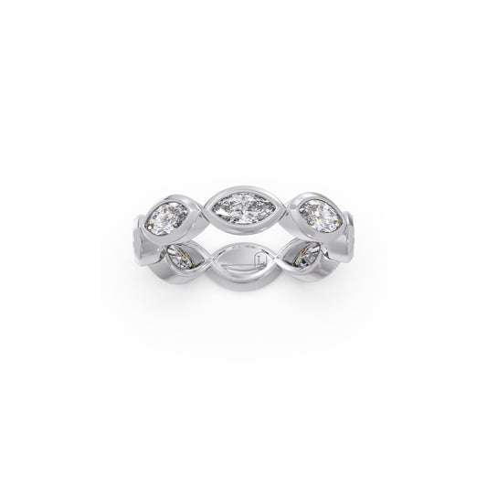 Marquise Diamond Bezel Set Eternity Band - White