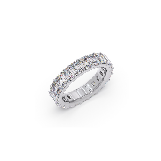 Luxurious Emerald Cut Full Eternity Ring - White