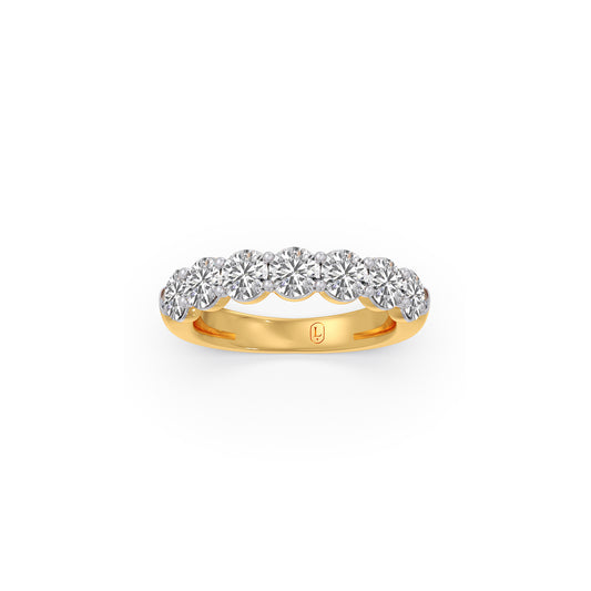 Round Seven Stone Diamond Ring - Yellow