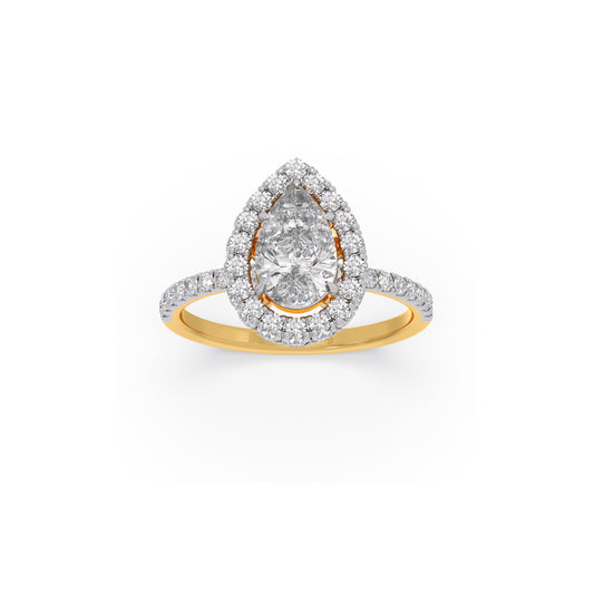 Teardrop Halo Solitaire Engagement Ring - Yellow