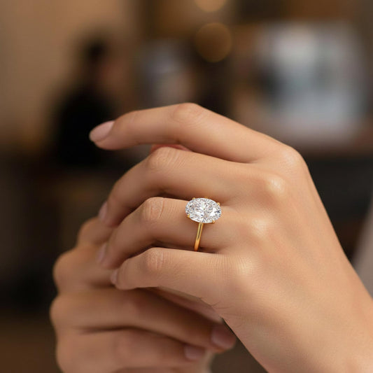 Oval Cathedral Solitaire Ring