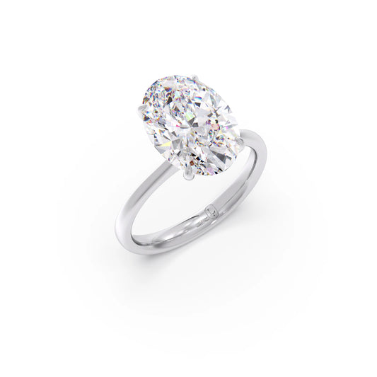 Oval Cathedral Solitaire Ring - White