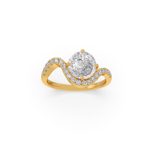 Portuguese Crescent Solitaire Ring - Yellow