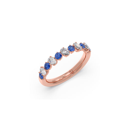 Blue Gemstone with Oval Diamond Ring
