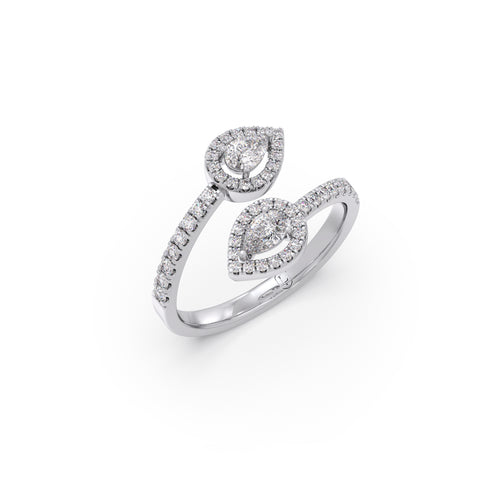 Twisted Lumina Round & Pear Diamond Ring