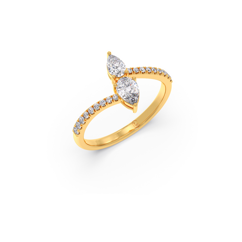 Twin Flame Pear & Round Diamond Ring