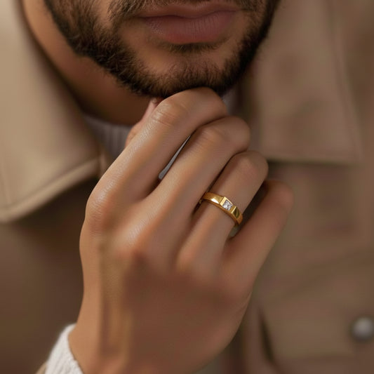 Mens Channel Set Princess Cut Ring - MH