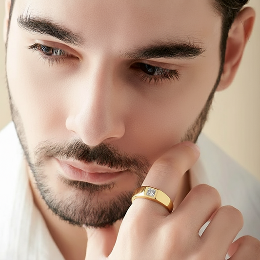 Mens Solitaire Princess Diamond Band