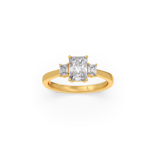 Triad Emerald Diamond Ring - Yellow