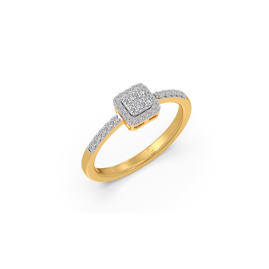 Illusion Square Halo Diamond Ring - Yellow