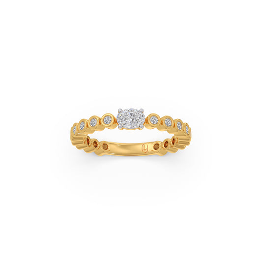 Encircle Oval Radiance Diamond Ring - Yellow