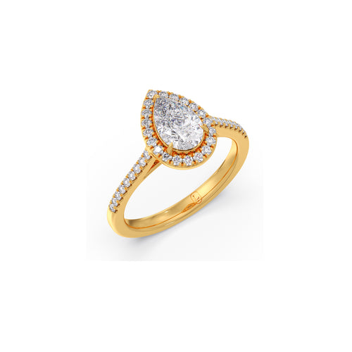 Pear Cut Diamond with Round Diamond Halo Ring