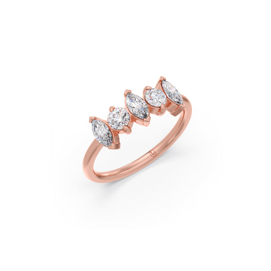 Five-Stone Round and Marquise Diamond Ring - Rose
