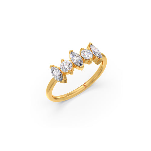 Five-Stone Round and Marquise Diamond Ring