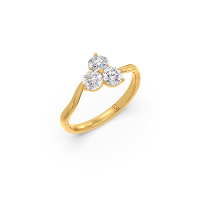 Tri-Cluster Round Diamond Ring