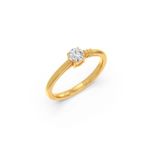 Ribbed Shoulder Round Solitaire Ring