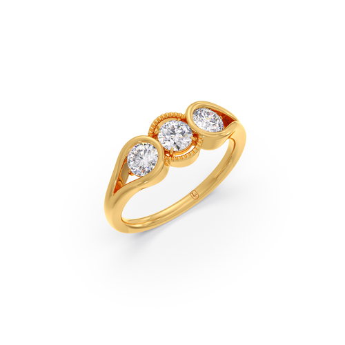 Three-Stone 0.91ct Round Diamond Ring