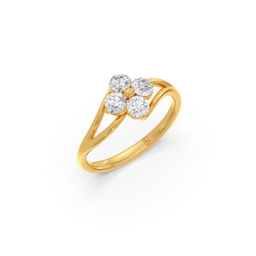Round Diamond Flower Bypass Ring