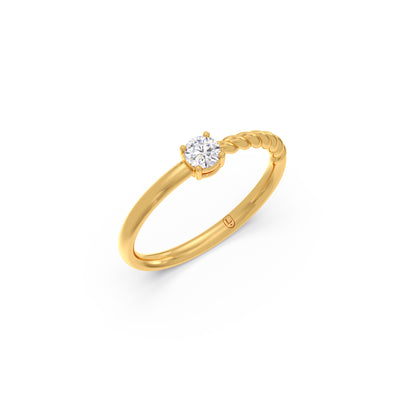 Round Solitaire Ring with Braided Detail