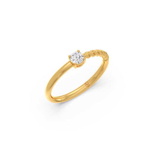 Round Solitaire Ring with Braided Detail