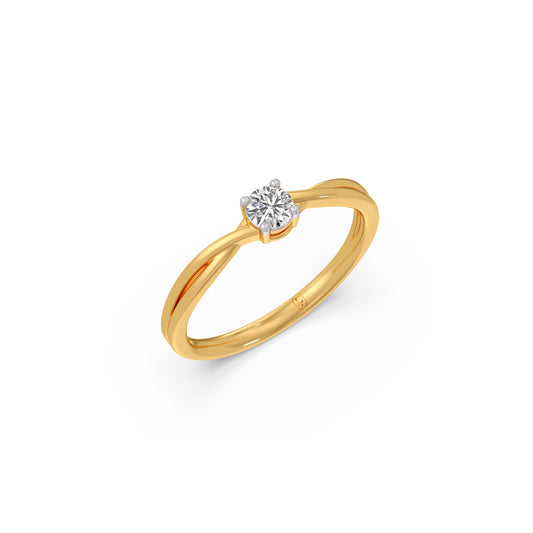 Round Diamond Solitaire Twist Ring - Yellow
