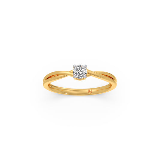 Round Diamond Solitaire Twist Ring - Yellow