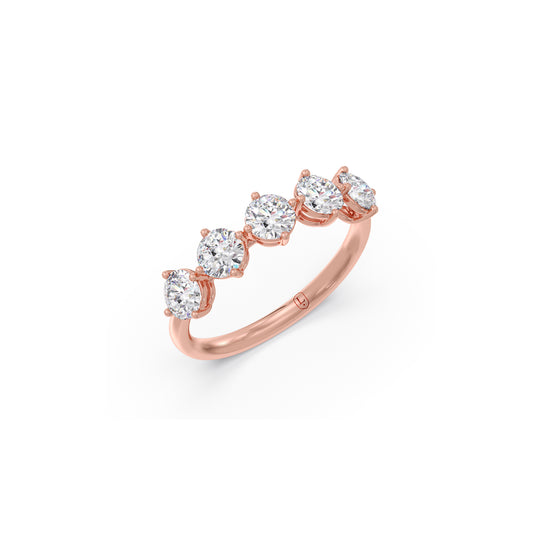 Five Stone Round Diamond Ring - Rose