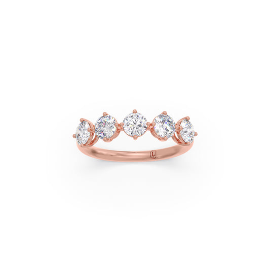 Five Stone Round Diamond Ring - Rose