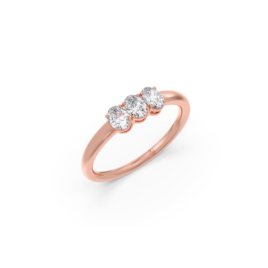 Three-Stone Oval Anniversary Ring - Rose
