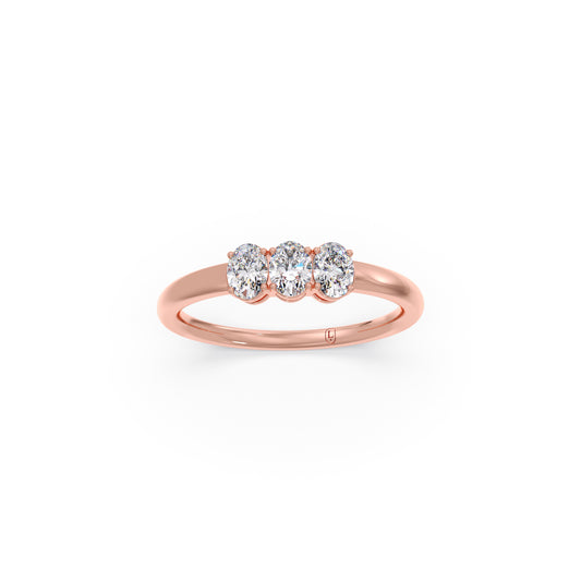 Three-Stone Oval Anniversary Ring - Rose