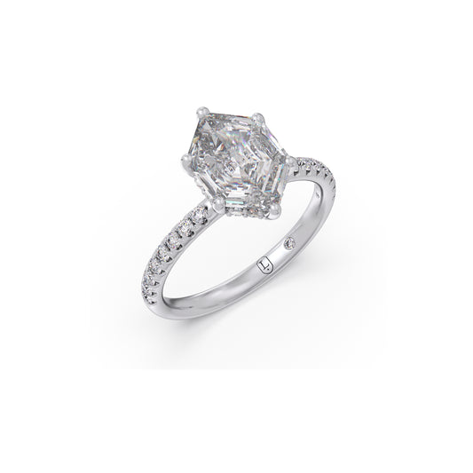 Hexa Sparkle Diamond Ring - White