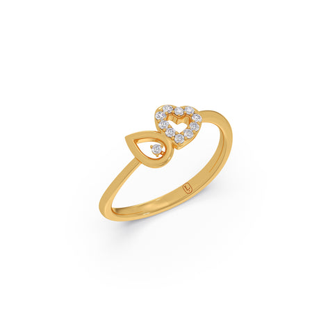 Romantic Heart & Drop Diamond Ring