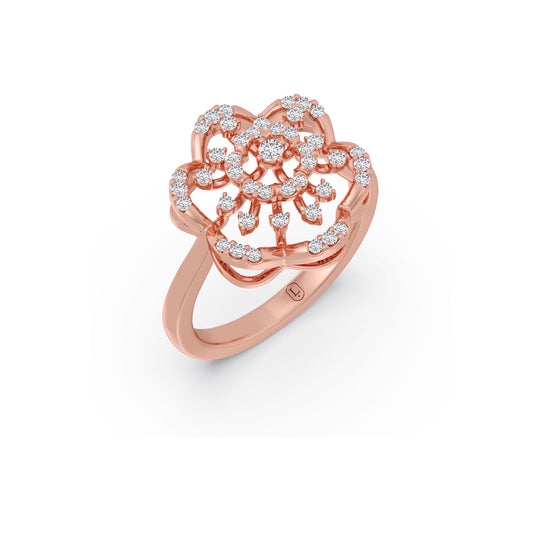 Dazzling Bloom Round Diamond Ring - Rose