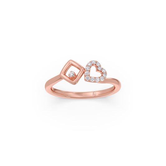 Heart And Halo Diamond Ring - Rose