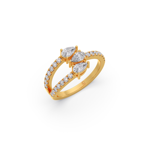 Split Band Pear Cluster Diamond Ring