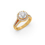 Round Halo Split Diamond Ring