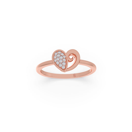 Glimmer Heart Round Diamond Ring - Rose