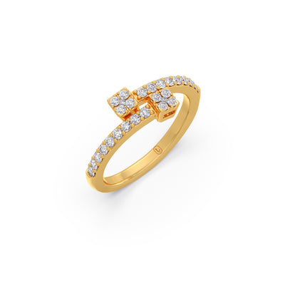 Round Diamond Floral Cluster Bypass Ring