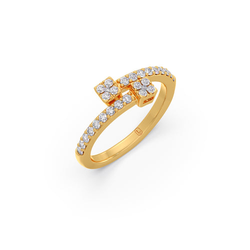 Round Diamond Floral Cluster Bypass Ring