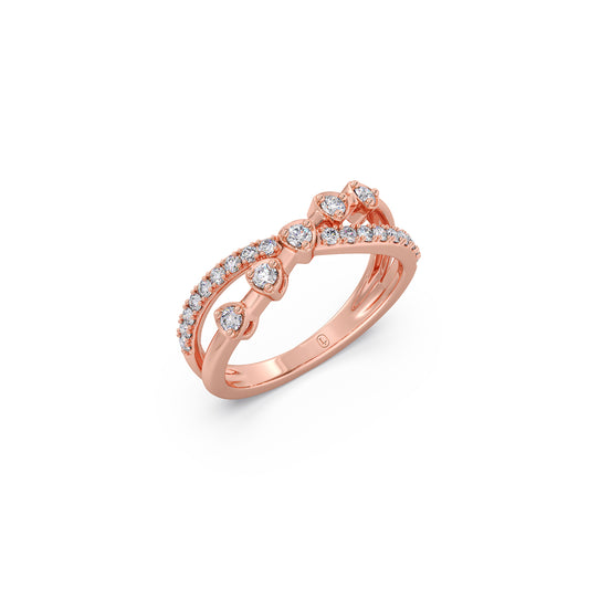 Round Diamond Split Band Cluster Ring - Rose