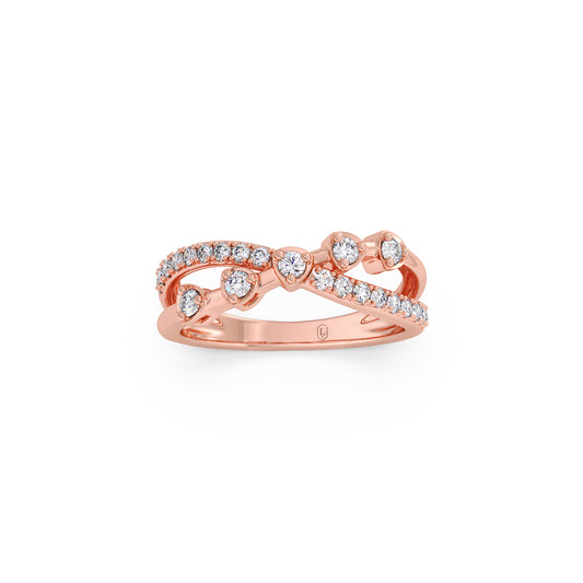 Round Diamond Split Band Cluster Ring - Rose