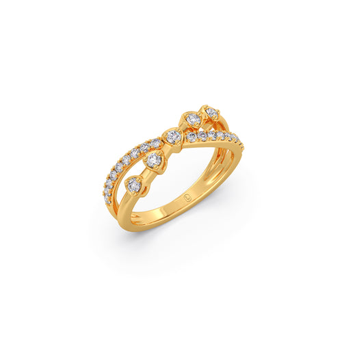 Round Diamond Split Band Cluster Ring