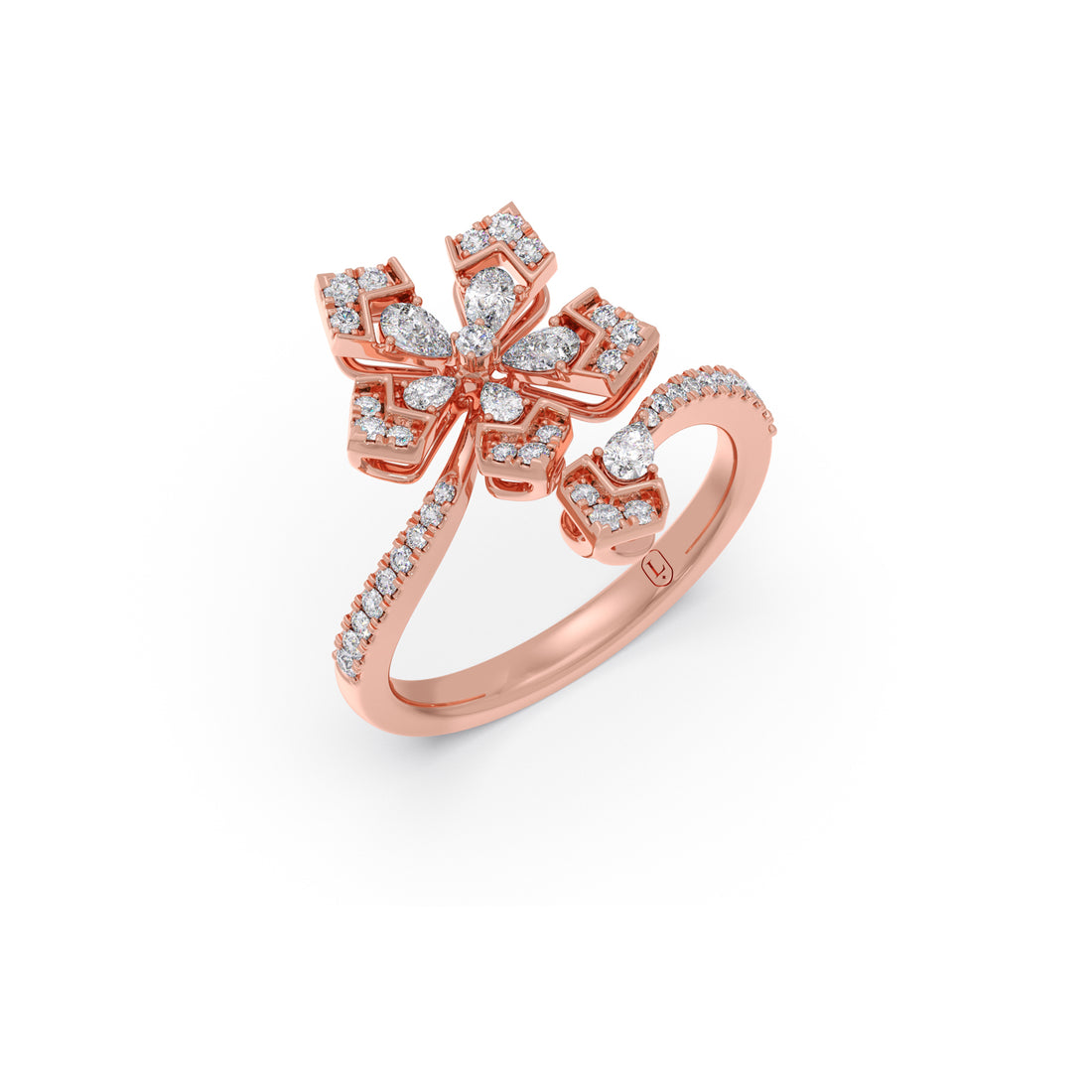 Pear & Round Petallic Diamond Ring