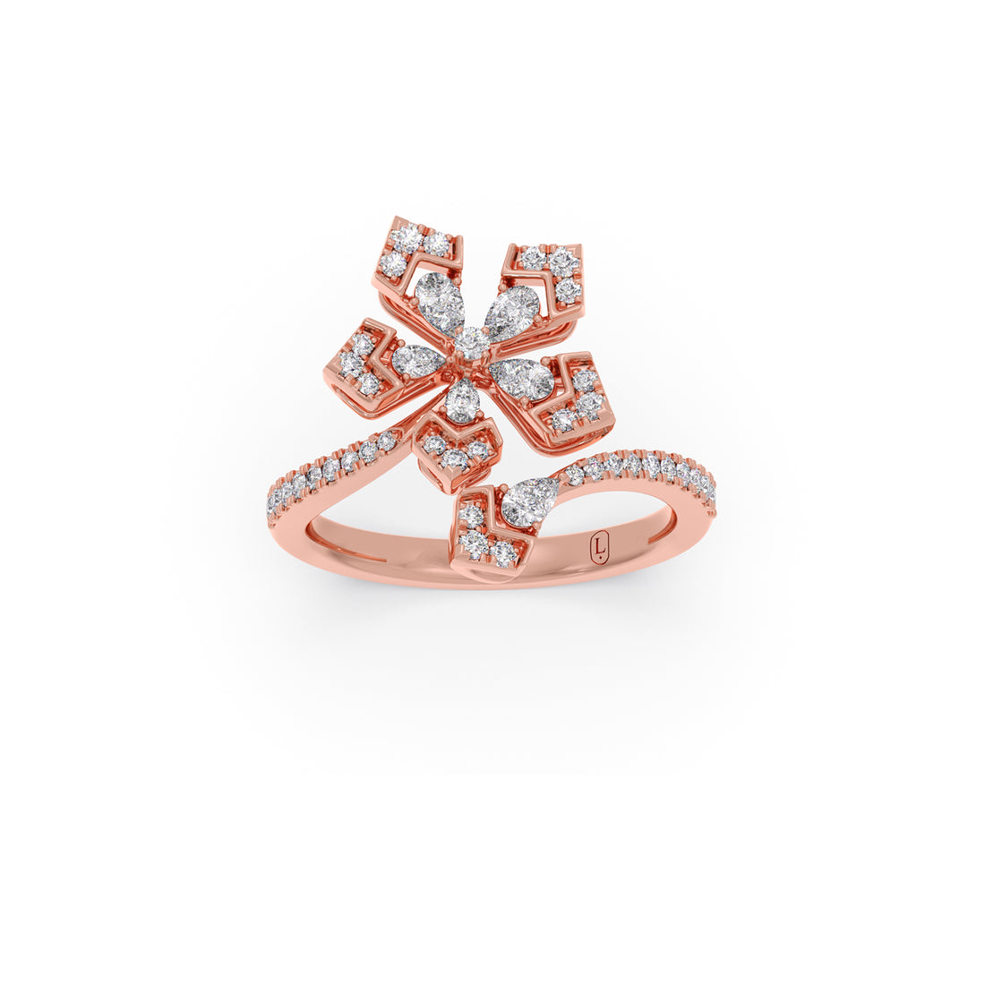 Pear & Round Petallic Diamond Ring