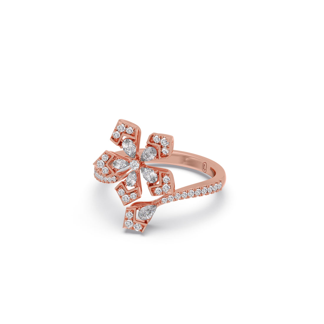 Pear & Round Petallic Diamond Ring