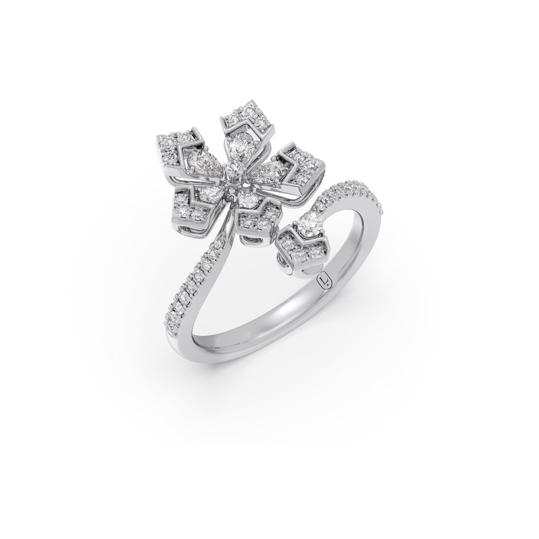 Pear & Round Petallic Diamond Ring
