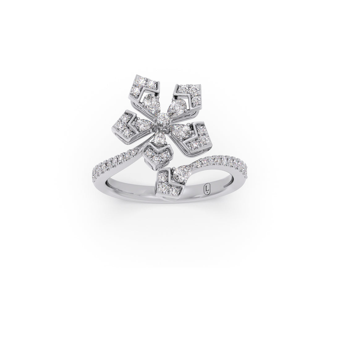 Pear & Round Petallic Diamond Ring