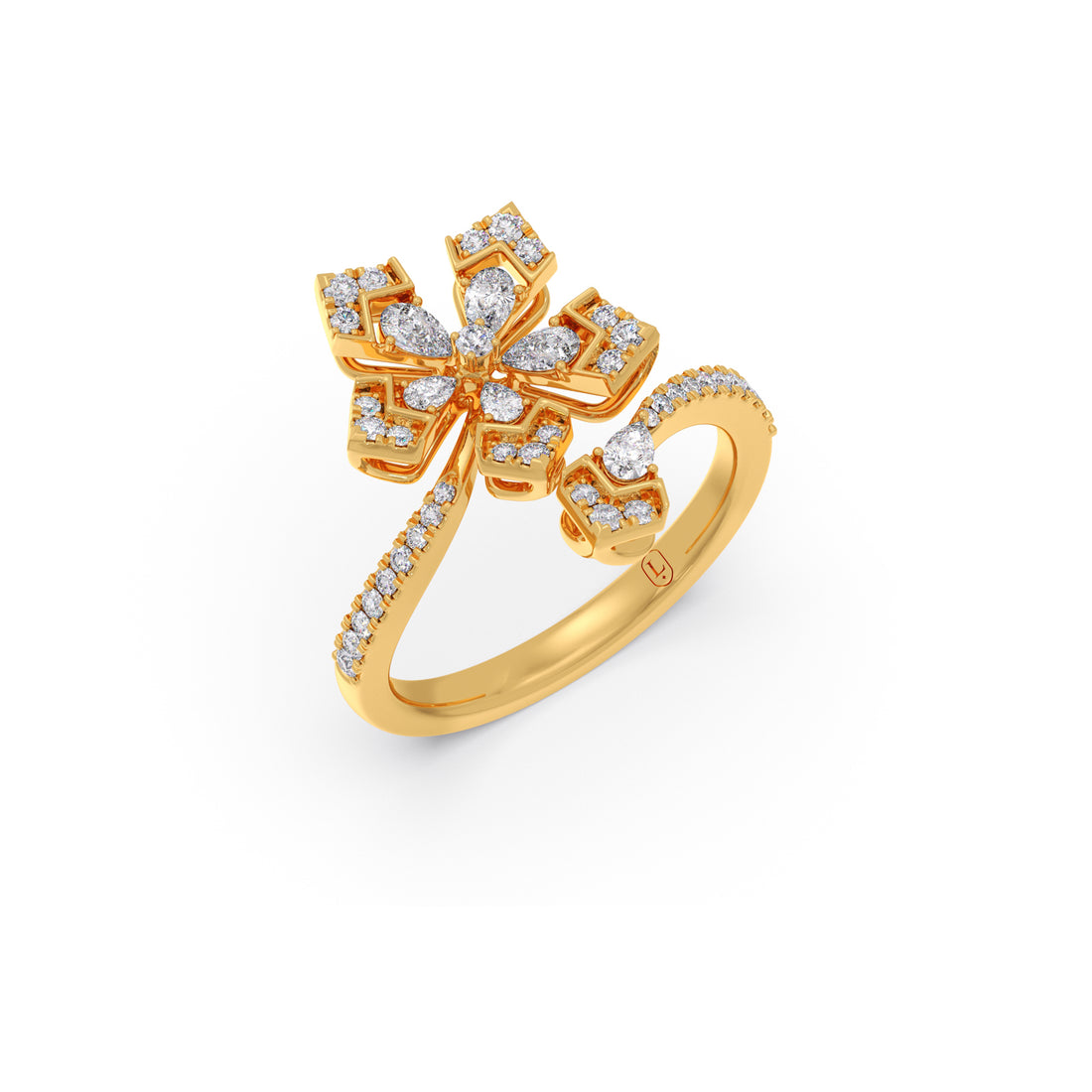 Pear & Round Petallic Diamond Ring
