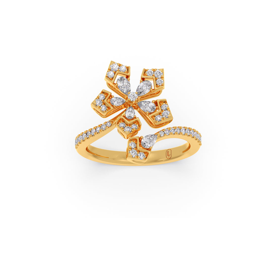 Pear & Round Petallic Diamond Ring